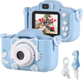 Cámara de fotos para niños con forma de gatito azul
