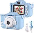 Cámara de fotos para niños con forma de gatito azul