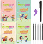 Cuaderno mágico Montessori: 4 cuadernos con bolígrafo y recambios