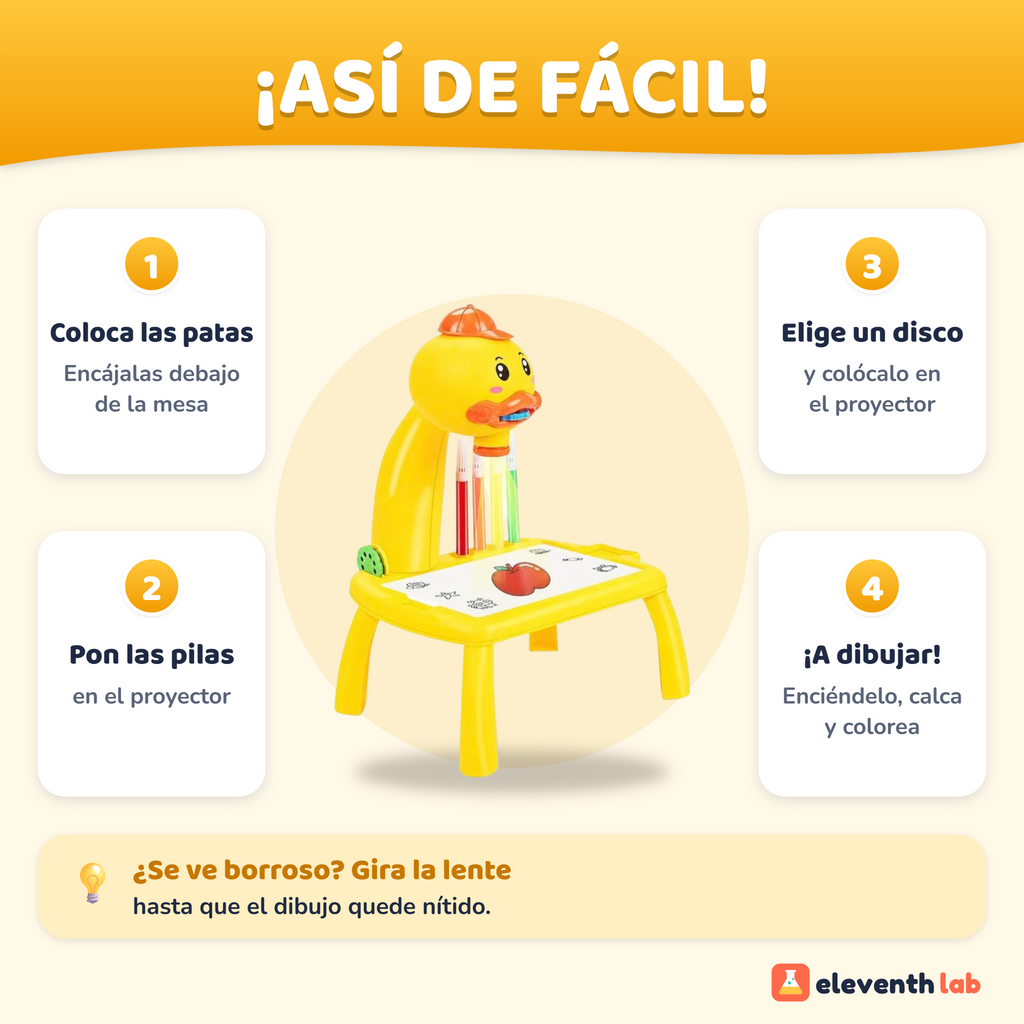 Cómo usar la mini mesa de dibujo con proyector Pato en 4 pasos