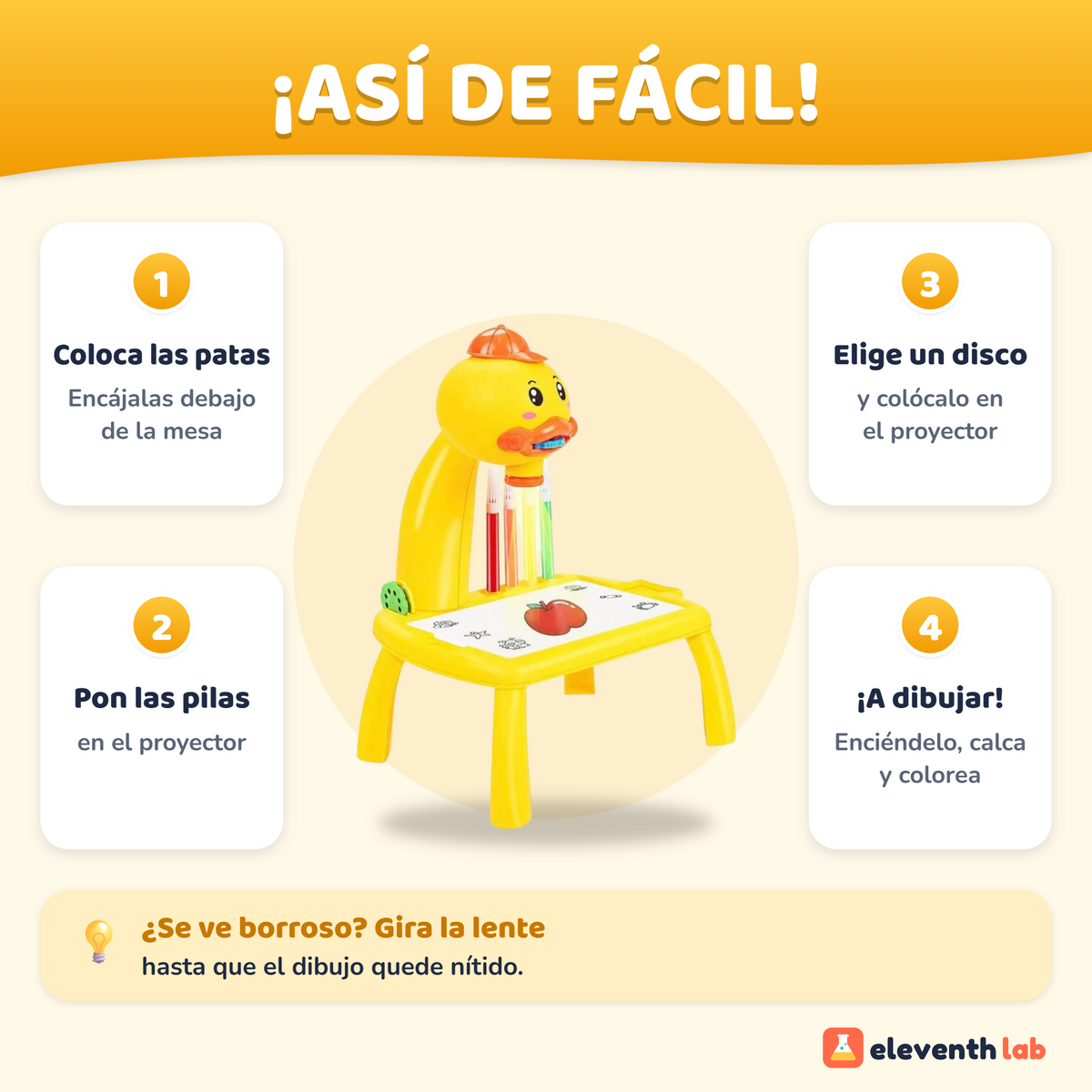 Cómo usar la mini mesa de dibujo con proyector Pato en 4 pasos