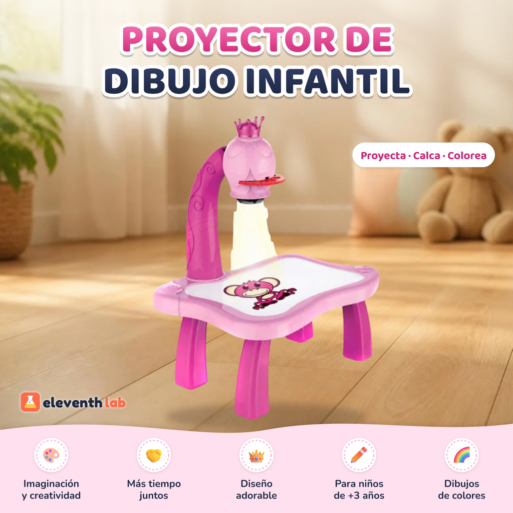 Proyector de dibujo infantil Princesa rosa en habitación infantil