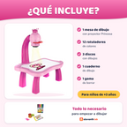 Qué incluye la mesa de dibujo con proyector Princesa rosa