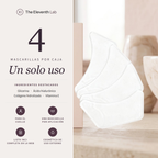 The Eleventh Lab: 4 mascarillas de cuello por caja, de un solo uso, con glicerina, ácido hialurónico, colágeno hidrolizado y vitamina E
