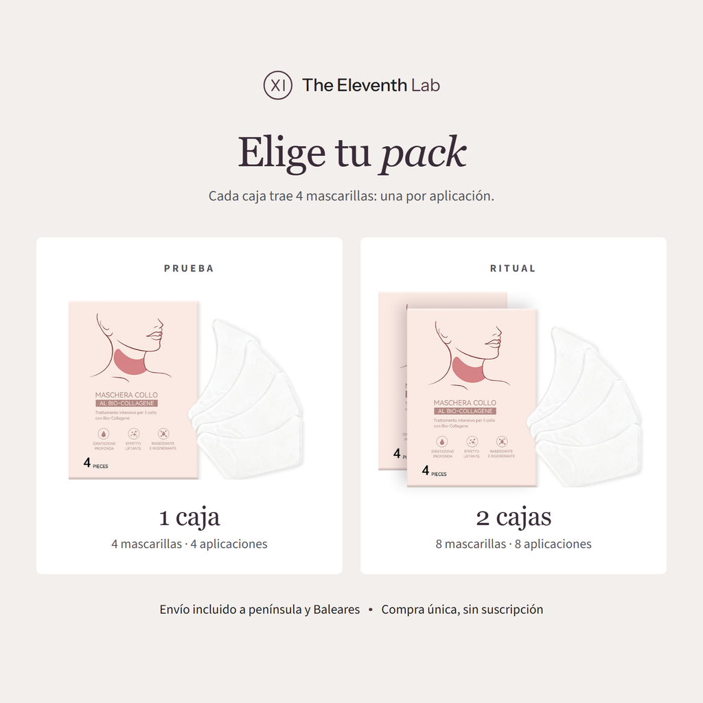 Elige tu pack: Prueba, 1 caja con 4 mascarillas; Ritual, 2 cajas con 8 mascarillas